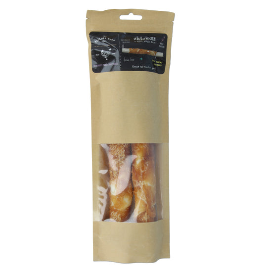 The Butcher Shop Co. 2pk White Twisted Chicken Sticks 100% Virgin Hide 25cm